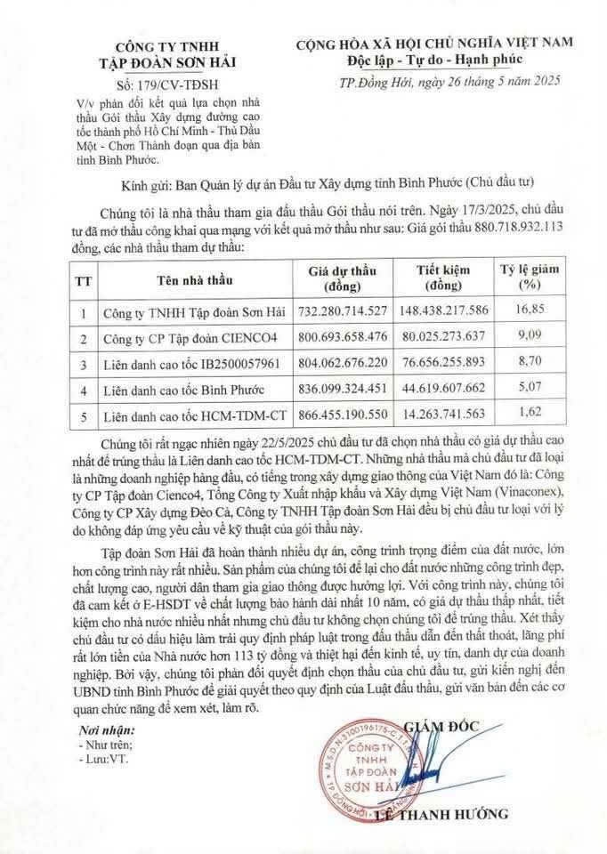 bình phước công khai quy trình đấu thầu sau phản pháo của tập đoàn sơn hải hình ảnh 3 binh phuoc cong khai quy trinh dau thau sau phan phao cua tap doan son hai hinh anh 3